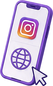 Ilustração de celular com site e Instagram
